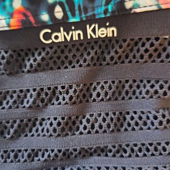 Calvin Klein Women's Floral Poppy Mesh Inset Panel One Piece Swimsuit Size 14 - Picture 6 of 11